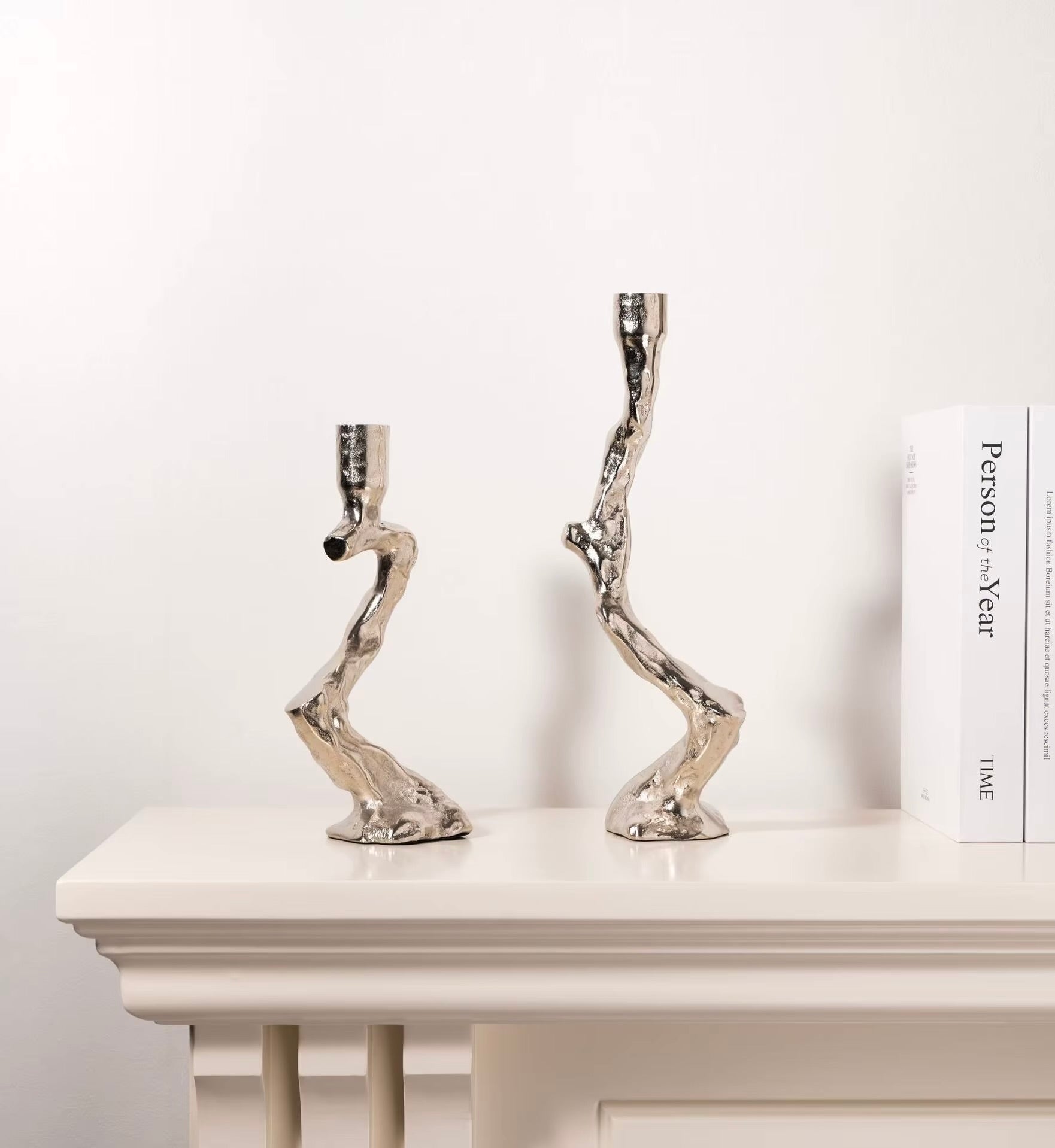 Branched Silver Resin Candle Holder