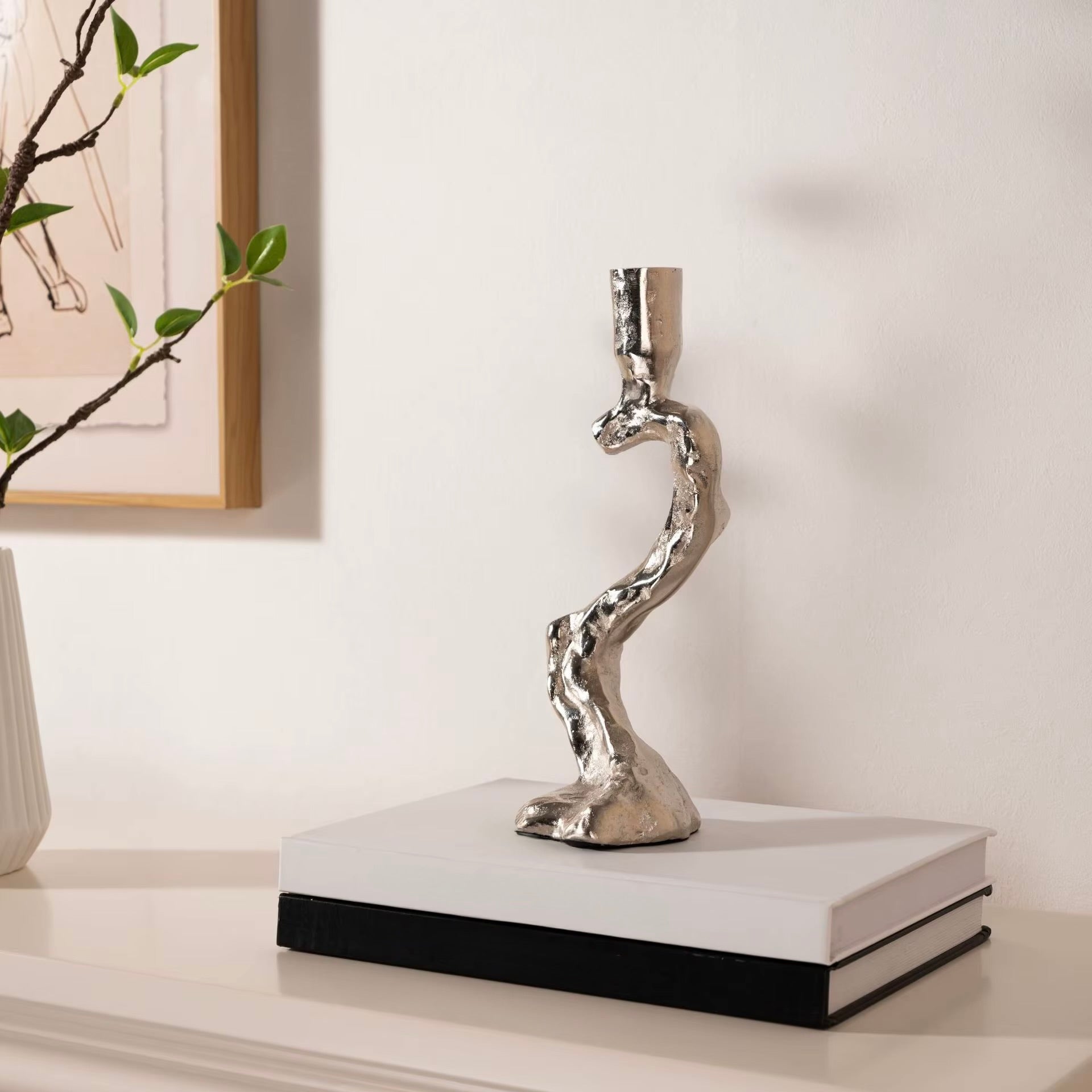 Branched Silver Resin Candle Holder