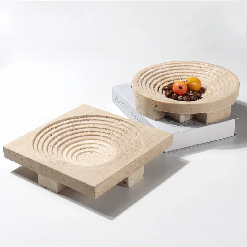 Wabi-Sabi Travertine Display Tray